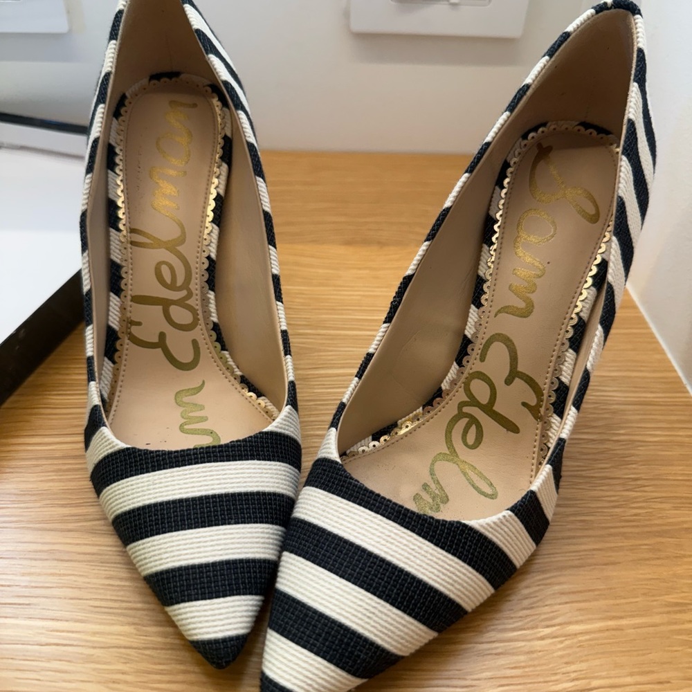Sam Edelman Blue and White Striped Heels
